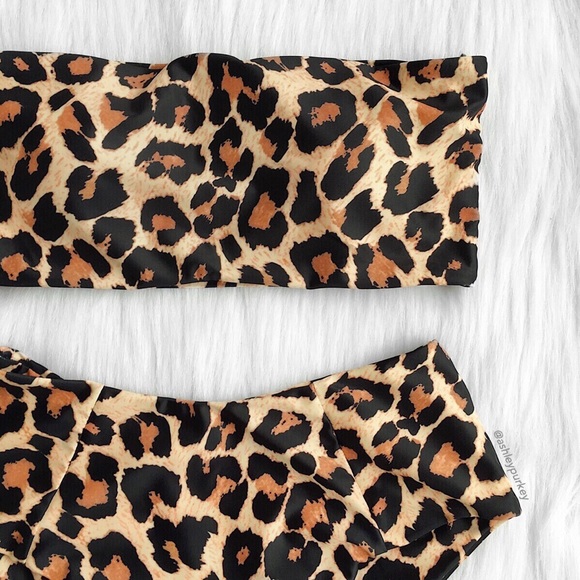 ❤️SALE❤️ Brown leopard bandeau high waisted bikini - Picture 4 of 4